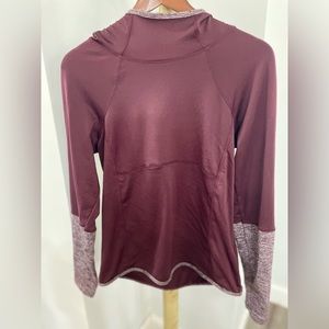 Plum athletic shirt with hood
